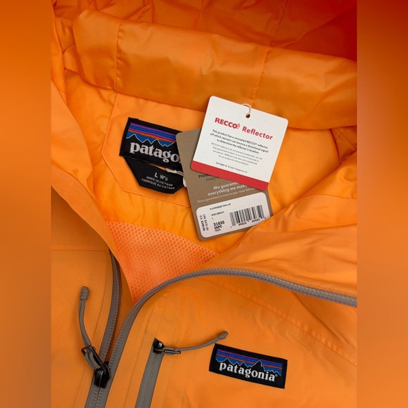 $350 Patagonia Powder Town Jacket Women's Size L VIVID APRICOT Ski Snowboard - Picture 4 of 15
